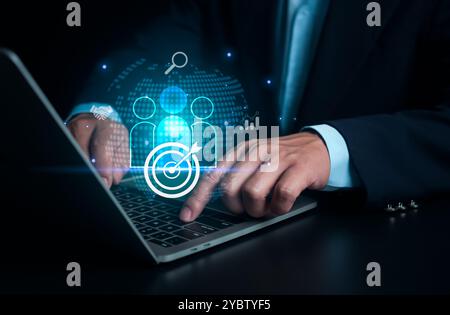 Target customer, Businessman selection of business target groups, Buyer persona, Customer behavior concept, Marketing plan and strategies, Personaliza Stock Photo