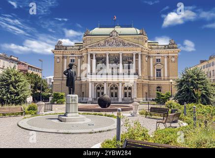 The Croatian National Theatre Ivan pl. Zajc in Rijeka commonly referred to as HNK Zajc, is a theatre, opera and ballet house located in Rijeka, Croati Stock Photo