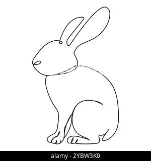 Bunny rabbit in continuous line art drawing style. Hare black linear sketch isolated on Vector illustration A minimalist line art illustration Stock Vector