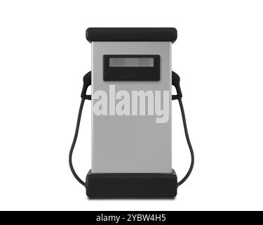 3d gas station for car refuel with pump vector. Gasoline service for vehicle realistic element for business. Benzine fill machine with pipe front view Stock Vector