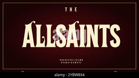 Vintage bold serif font, distinguished letters with elegant curves, artistic flourishes font for retro Victorian logo and headline, decorative Stock Vector