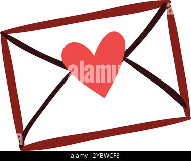 Flat Design Love Letter Icon for Greetings and Coupons Stock Vector