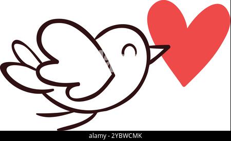 Artistic Dove with Heart Illustration for Valentine's Day Stock Vector