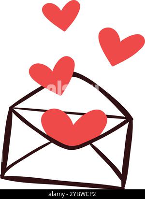 Envelope with Love Letter for Valentine's Day Stock Vector