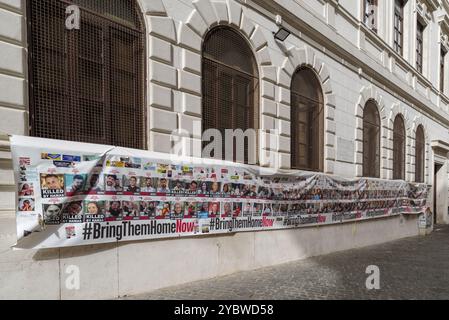 A makeshift memorial for Victims of the Hamas terror attacks on Israel at Rome Jewish Quarter Stock Photo