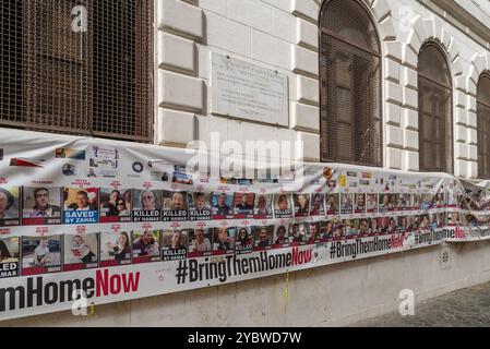 A makeshift memorial for Victims of the Hamas terror attacks on Israel at Rome Jewish Quarter Stock Photo