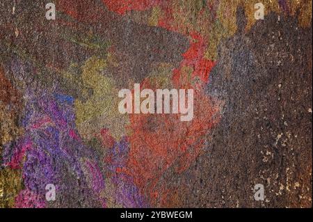 Dirty color paint on a metal surface. Banner of the grunge color paint. Stock Photo