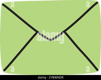 Doodle letter envelope icon or logo, hand drawn with thin black line Stock Vector