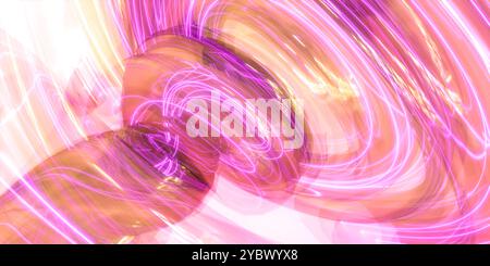 Abstract image with swirling pink and orange light trails creating a dynamic and energetic pattern. Stock Photo