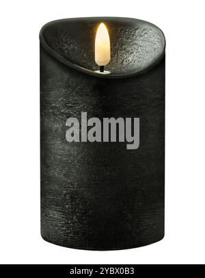 1 black LED real wax candle isolated on white  background Stock Photo