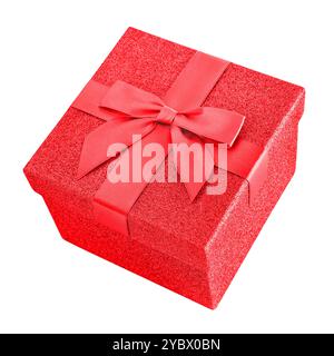 Red gift box isolated on white background Stock Photo