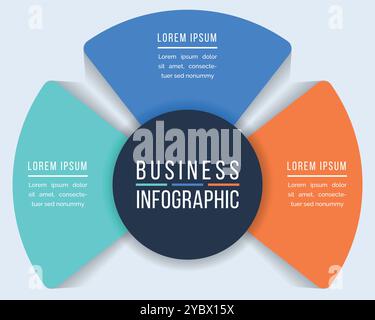 Business Infographic design 3 steps, objects, elements or options infographic business template Stock Vector