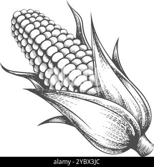 Corns etching on white Stock Vector