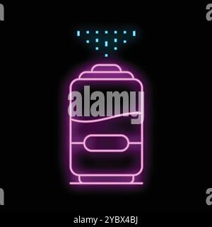 Glowing neon line air humidifier icon isolated on black background. Air conditioner icon. Vector illustration Stock Vector