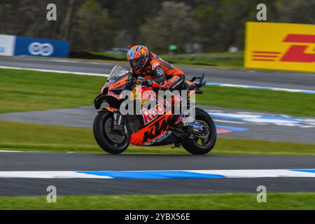 Phillip Island, Australia. 19th Oct, 2024. Jack Miller of Australia, representing team REd Bull KTM Factory Racing, is seen in action in MotoGP™ Sprint Race - the highlight event of day two of The Qatar Airways Australian Motorcycle Grand Prix 2024. The Qatar Airways Australian Motorcycle Grand Prix 2024 features the world's best and emerging riders. Day two action continued to impress spectators with World's stars of motor sport showing impressive performances through qualification rounds in MotoGP, Moto2 and Moto3. Credit: SOPA Images Limited/Alamy Live News Stock Photo