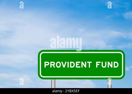 Green color transportation sign with word on blue sky with white cloud background Stock Photo