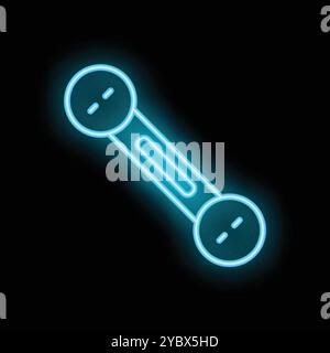 Vibrant blue neon icon depicting a fitness dumbbell, symbolizing strength training and a commitment to physical well being Stock Vector