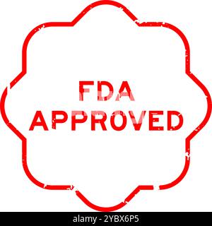 Grunge red FDA approved word rubber seal stamp on white background Stock Vector