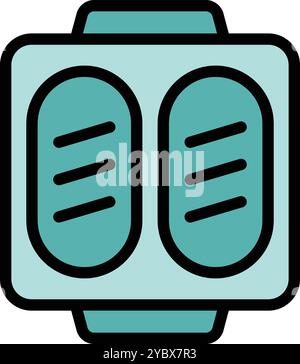 This icon represents a double waffle iron, perfect for making a delicious breakfast for two Stock Vector