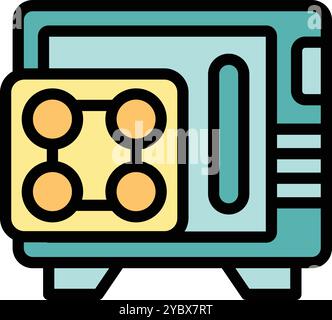 Semiconductor manufacturing machine processing a microchip component with multiple nodes, representing advanced technology and innovation Stock Vector