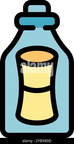 Message in a bottle with cork lid floating on water, a simple icon in trendy flat style Stock Vector