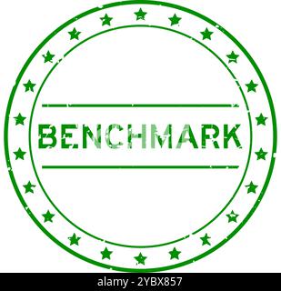 Grunge green benchmark word round rubber seal stamp on white background Stock Vector