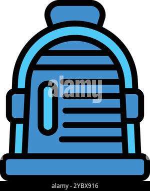 Blue school backpack icon representing back to school season, perfect for educational or promotional projects Stock Vector
