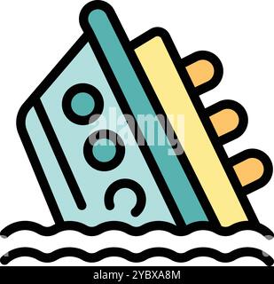 Cruise ship is sinking in the ocean, representing the dangers and risks associated with sea travel Stock Vector