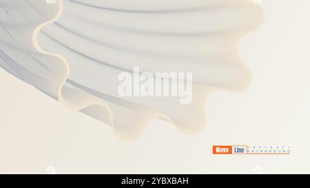 Abstract Digital Flowing Wave Stock Line Background. Abstract Gradient Dynamic Waves Flow Grid Lines Background. Motion Particles Streaming Backdrop Stock Vector
