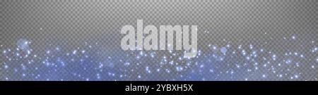 Blue glittering dots, particles, stars magic sparks. Glow flare light effect. Blue luminous points. Vector particles on transparent background. Stock Vector