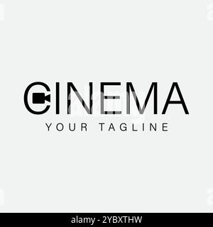 Vector Logo Design, logotype for Cinema with simple modern strong and bold recording camera symbol Stock Vector
