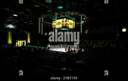 London, UK. 19th Oct, 2024. The Copper Box Arena ready for the High Voltage at the Copper Box Arena, London, United Kingdom on 19 October 2024. Photo by Phil Hutchinson. Editorial use only, license required for commercial use. No use in betting, games or a single club/league/player publications. Credit: UK Sports Pics Ltd/Alamy Live News Stock Photo