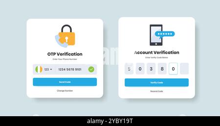 Professional authentication and otp security verification popup design with illustration Stock Vector