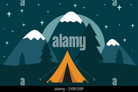 illustration of a camping site in nature. illustration background Stock Vector