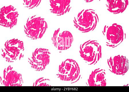 Hand-drawn vibrant pink circular swirls against a clean white background, perfect for bold designs. Stock Photo