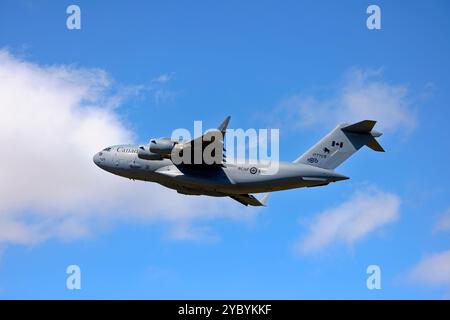 Royal Canadian Air Force Boeing CC-177 Globemaster III, 177705, 429 Sqn, departs the 2024 RAF Fairford Royal International Air Tattoo Stock Photo