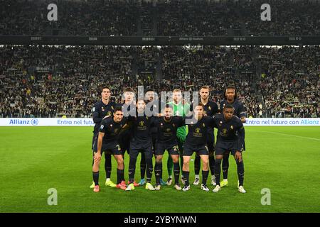 Juventus poses before the Serie A match between Juventus FC and SS Lazio at Allianz Stadium on October 19, 2024 in Turin, Italy. Stock Photo