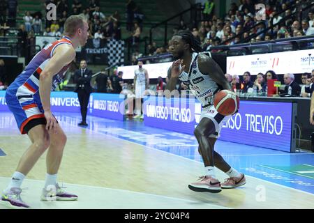 Treviso, Italy. 20th Oct, 2024. Trento's PATRICK HASSAN in action during the match Nutribullet Treviso - Dolomiti Energia Trentino match of Regular Season Lega Basket Serie A 2024/2025 - Round 4 in Treviso(Italy), October 20, 2024 (Photo by S. Mazza/Ciamillo/LaPresse) Credit: LaPresse/Alamy Live News Stock Photo