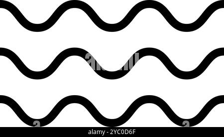Wave icon. Water symbol. Ocean, sea or river pictogram. Air, wind or flow sign. Undulated parallel horizontal black lines signs isolated on white background. Vector graphic illustration. Stock Vector