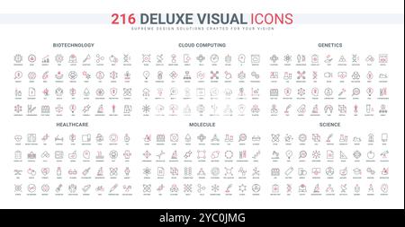 Cloud computing red black thin line data transfer trendy icons set ...