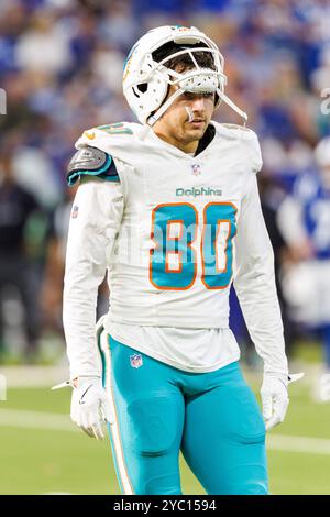 Miami Dolphins Tight End Tanner Conner 80 Runs A Pass Route During Indiana Usa 20th Oct 2024 Miami Dolphins Tight End Tanner Conner 80 During Nfl Game Action Against The Colts At Lucas Oil Stadium In Indiana John Live News 2yc1594