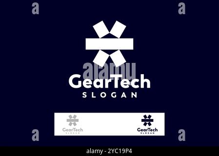 Gear tech engineering logo design vector business brand creative ideas editable Stock Vector
