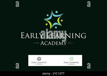 Early learning academy people education logo design vector business brand creative ideas editable Stock Vector