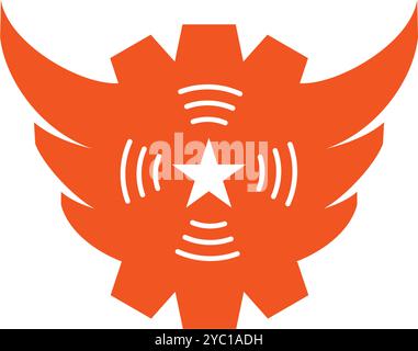 Star gear wings logo design vector business brand creative ideas editable Stock Vector