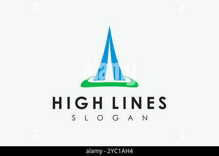 High lines tower logo design vector business brand creative ideas editable Stock Vector