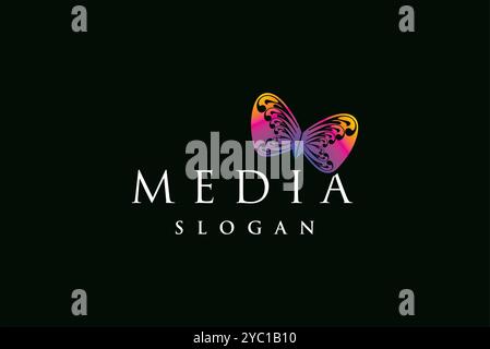 Media butterfly logo design vector business brand creative ideas editable Stock Vector
