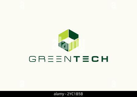 Green tech solution logo design vector business brand creative ideas editable Stock Vector