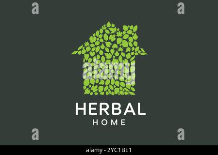 Leaf home herbal logo design vector business brand creative ideas editable Stock Vector