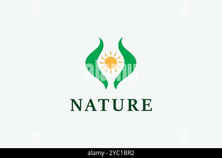 Nature sun logo design vector business brand creative ideas editable Stock Vector