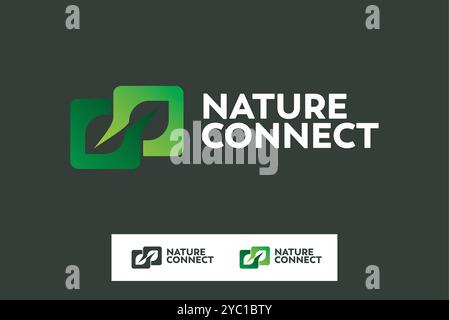 Nature connection leaf square logo design vector business brand creative ideas editable Stock Vector